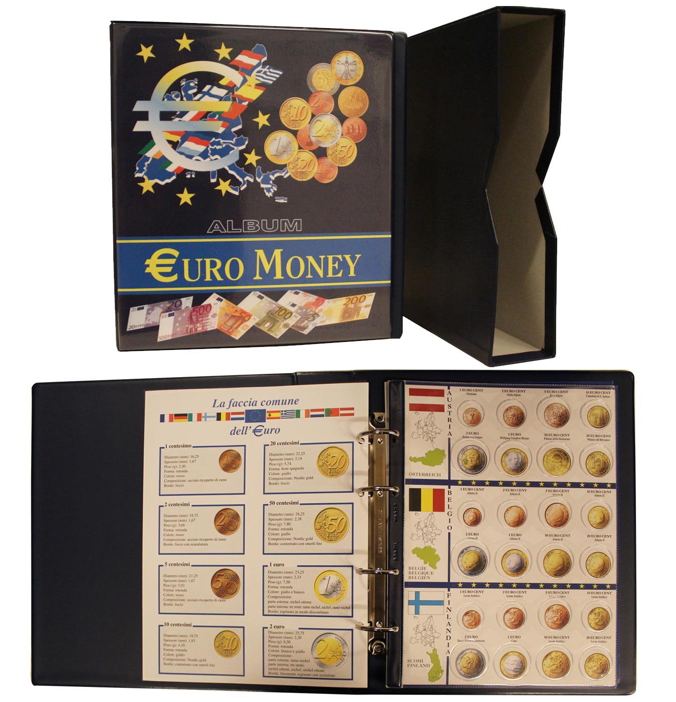 Album Euromoney per la raccolta delle 8 monete tipologiche in euro dei 19 paesi aderenti