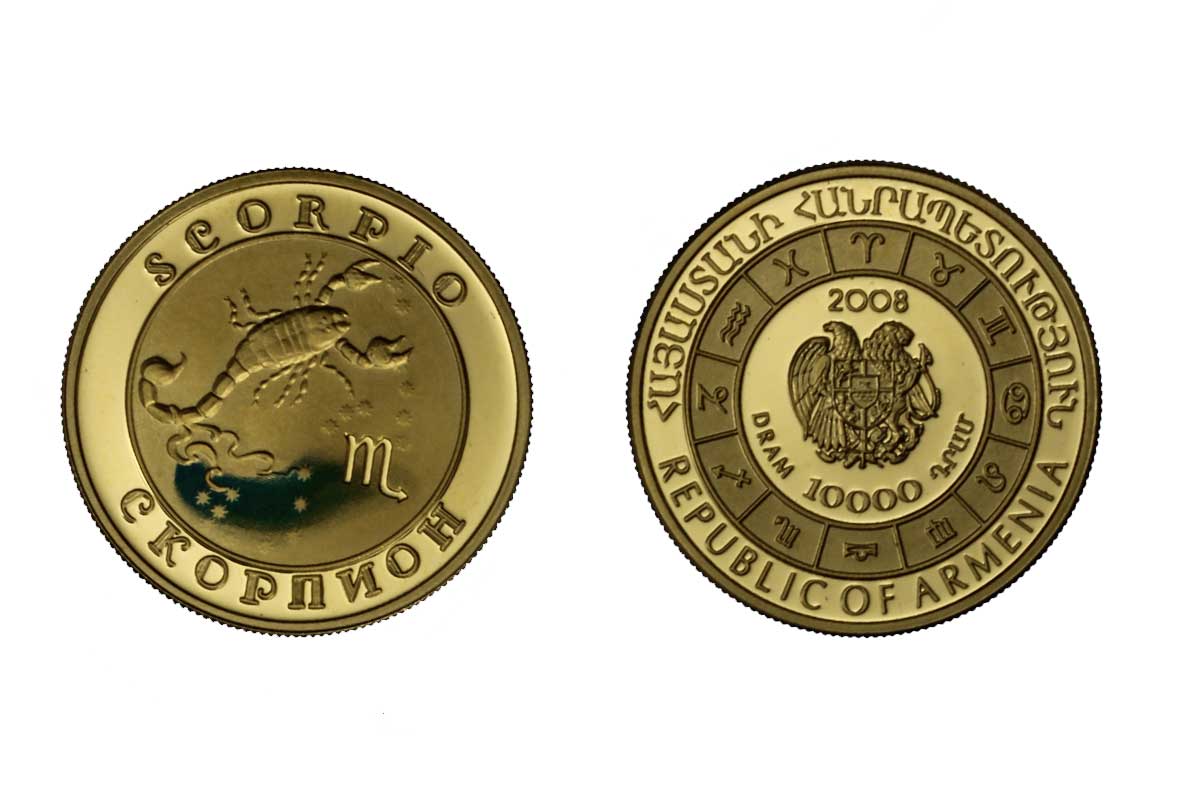 "Segni dello Zodiaco - Scorpione" - 10000 dram gr. 8,60 in oro 900/000 
