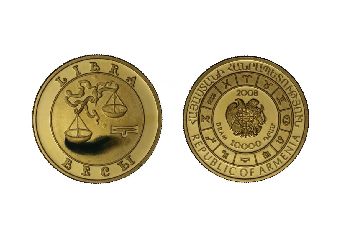 "Segni dello Zodiaco - Bilancia" - 10.000 dram gr. 8,60 in oro 900/ 