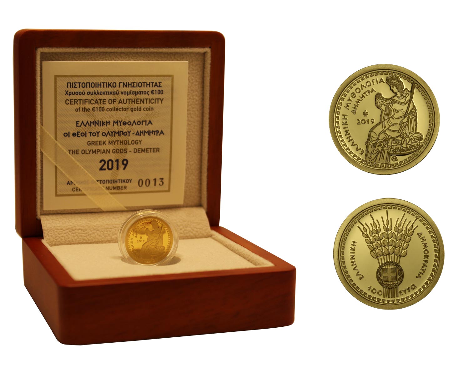 "Dei dell'Olimpo - Demetra" - 100 euro gr. 3,89 in oro 999/000 - Tiratura 1200 pezzi 