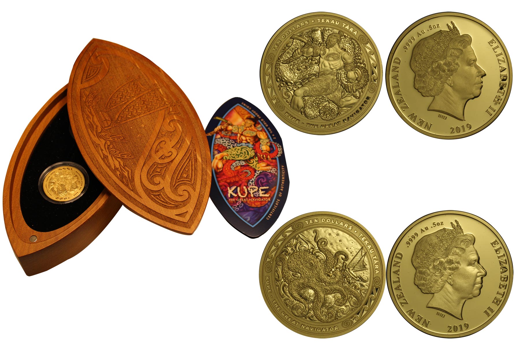 "Kupe il grande navigatore" - Set di 2 monete da 10 dollari gr. totali 31,10 in oro 999/000 - Tiratura 150 pezzi