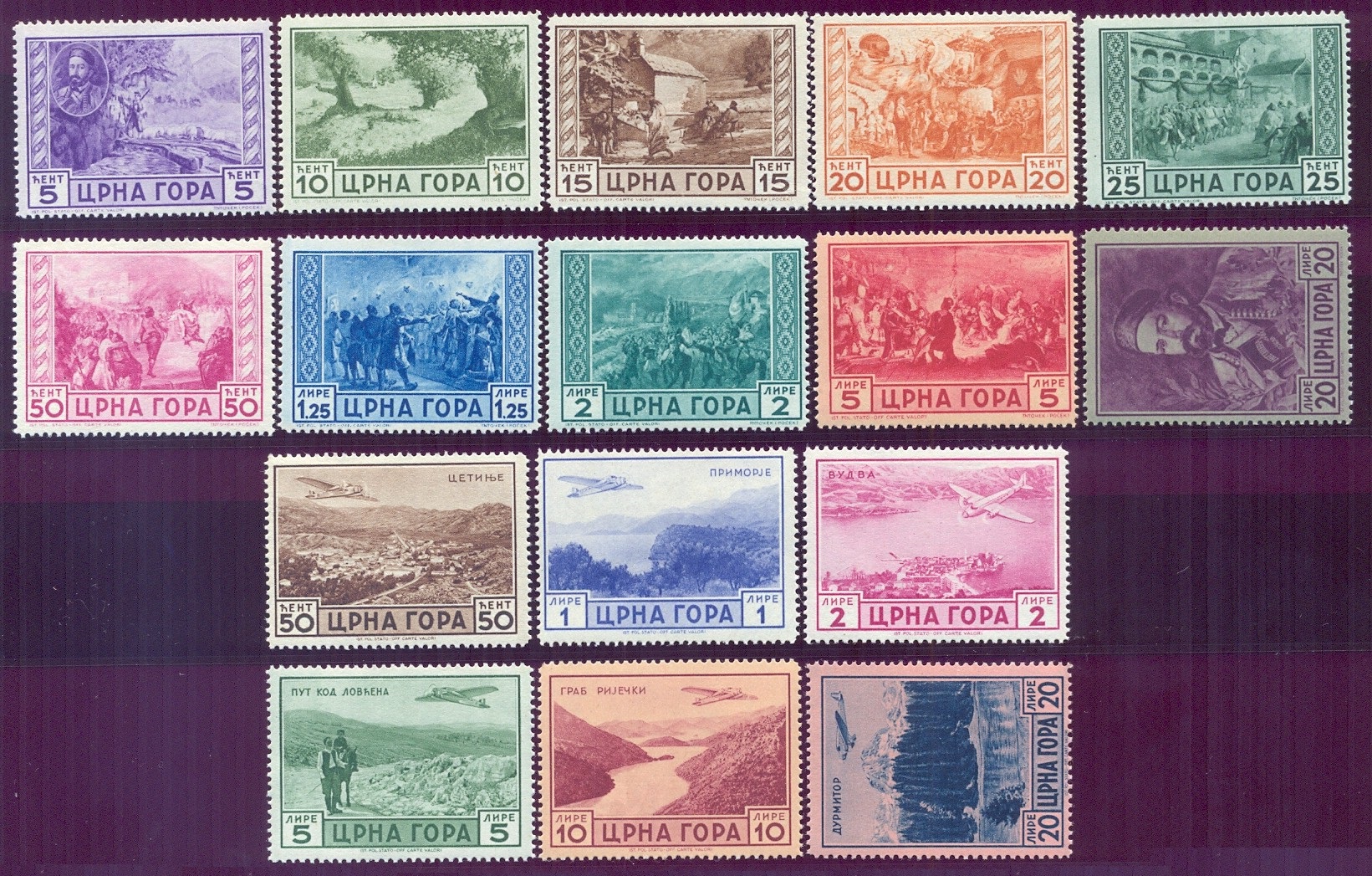 Serto della Montagna - serie completa di 16 francobolli, nuovi e perfetti.