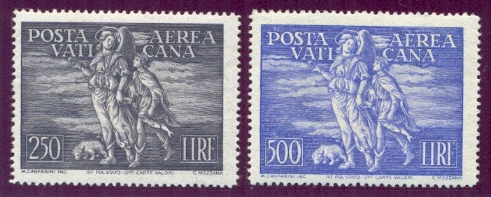 TOBIA - Posta Aerea - Serie completa di due francobolli, nuovi e perfetti, con certificato di garanzia.