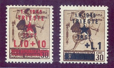 Monumenti distrutti - serie di due francobolli, filigrana corona, nuovi e perfetti, con certificato di garanzia e autenticità.