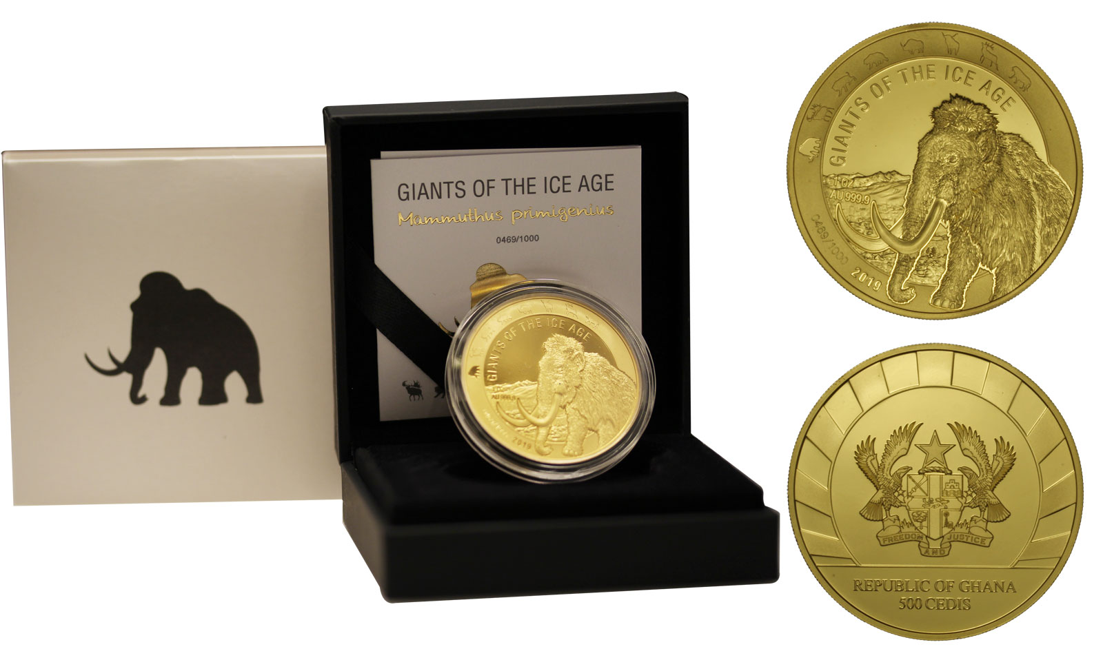 "I Giganti Dell'Era Glaciale - Mammut" - 500 Cedi gr. 31,103 in oro 999/000 - Tiratura 1000 pezzi 