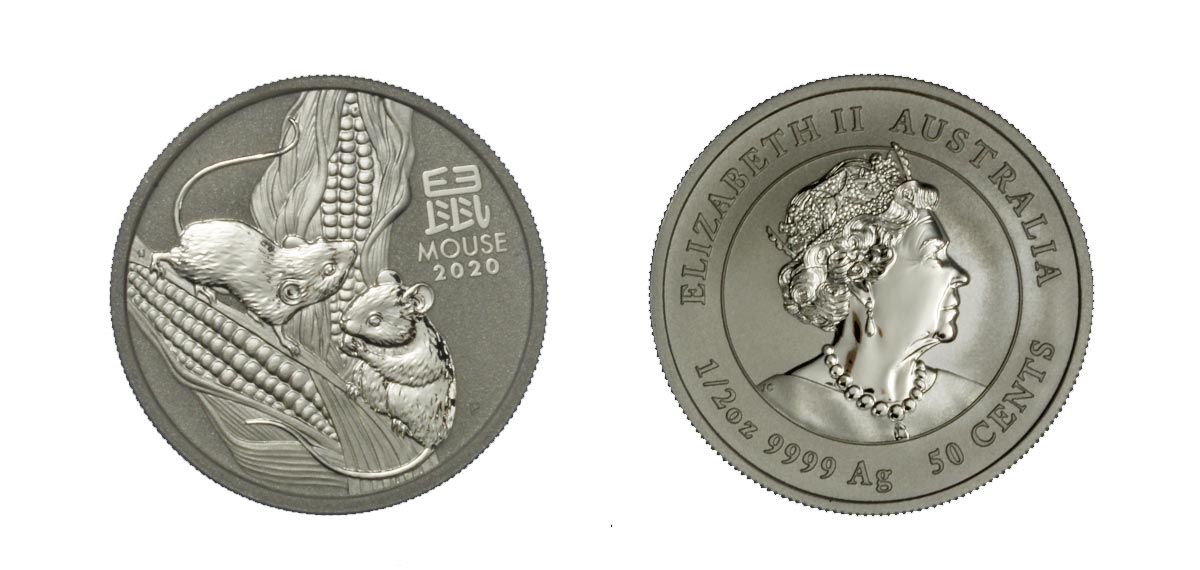Calendario Cinese III Tipo - Anno del Topo - moneta da 50 centesimi (mezza oncia) gr. 15,55 in ag.999/000
