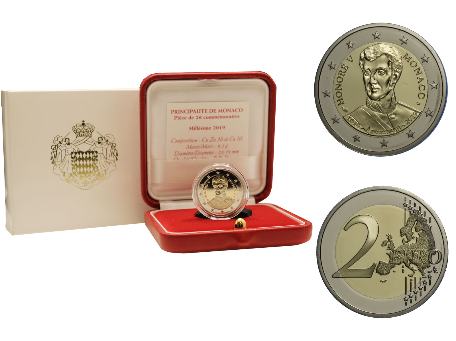 Monete da collezione - Euro - 2 Euro commemorativi - 2019 - 200º  anniversario dell'ascesa al trono di Honoré V - moneta da 2 euro proof in  cofanetto