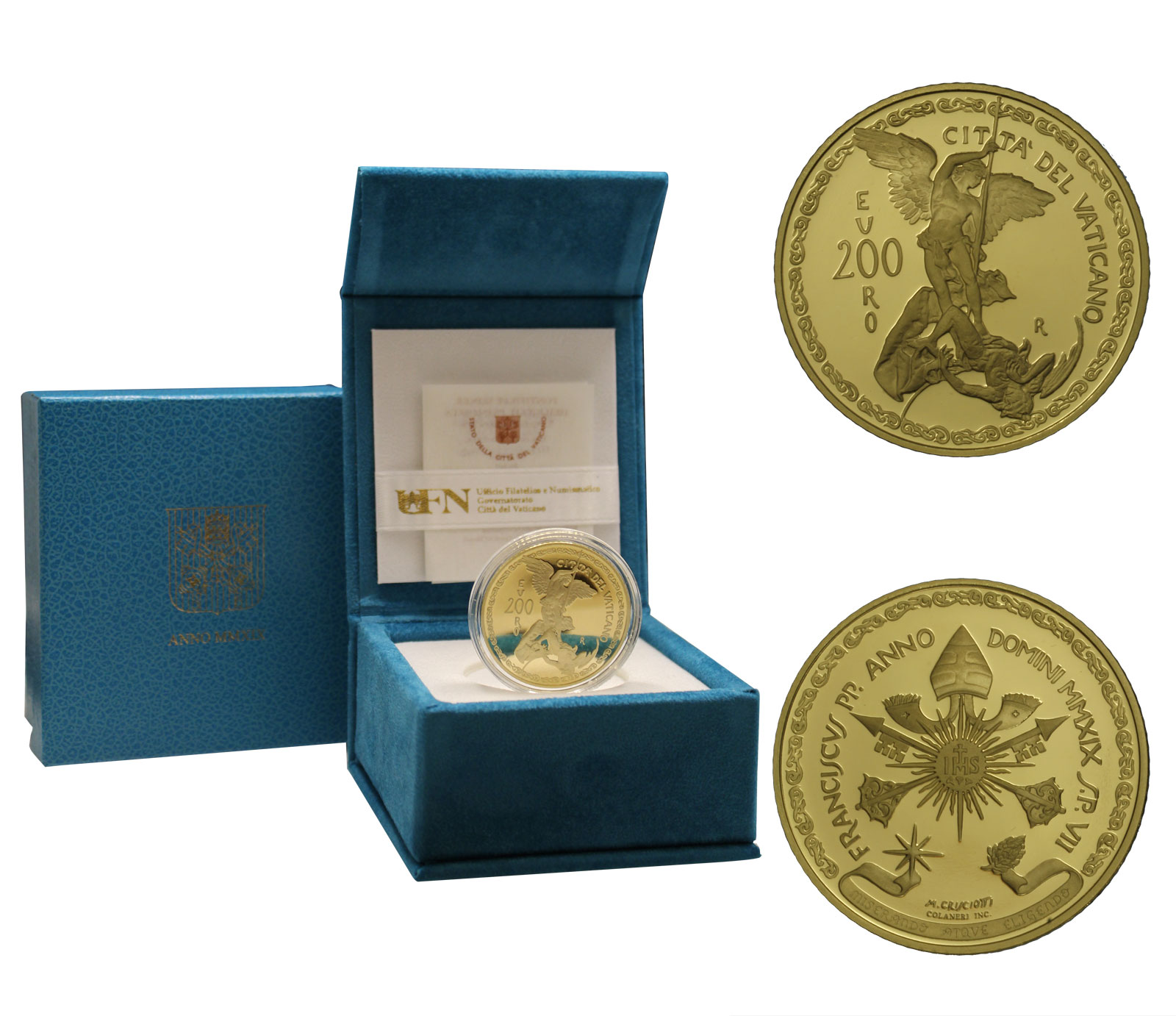 Gli Arcangeli "Michele" - 200 euro gr. 40 in oro 917/000 - Tiratura 499 esemplari