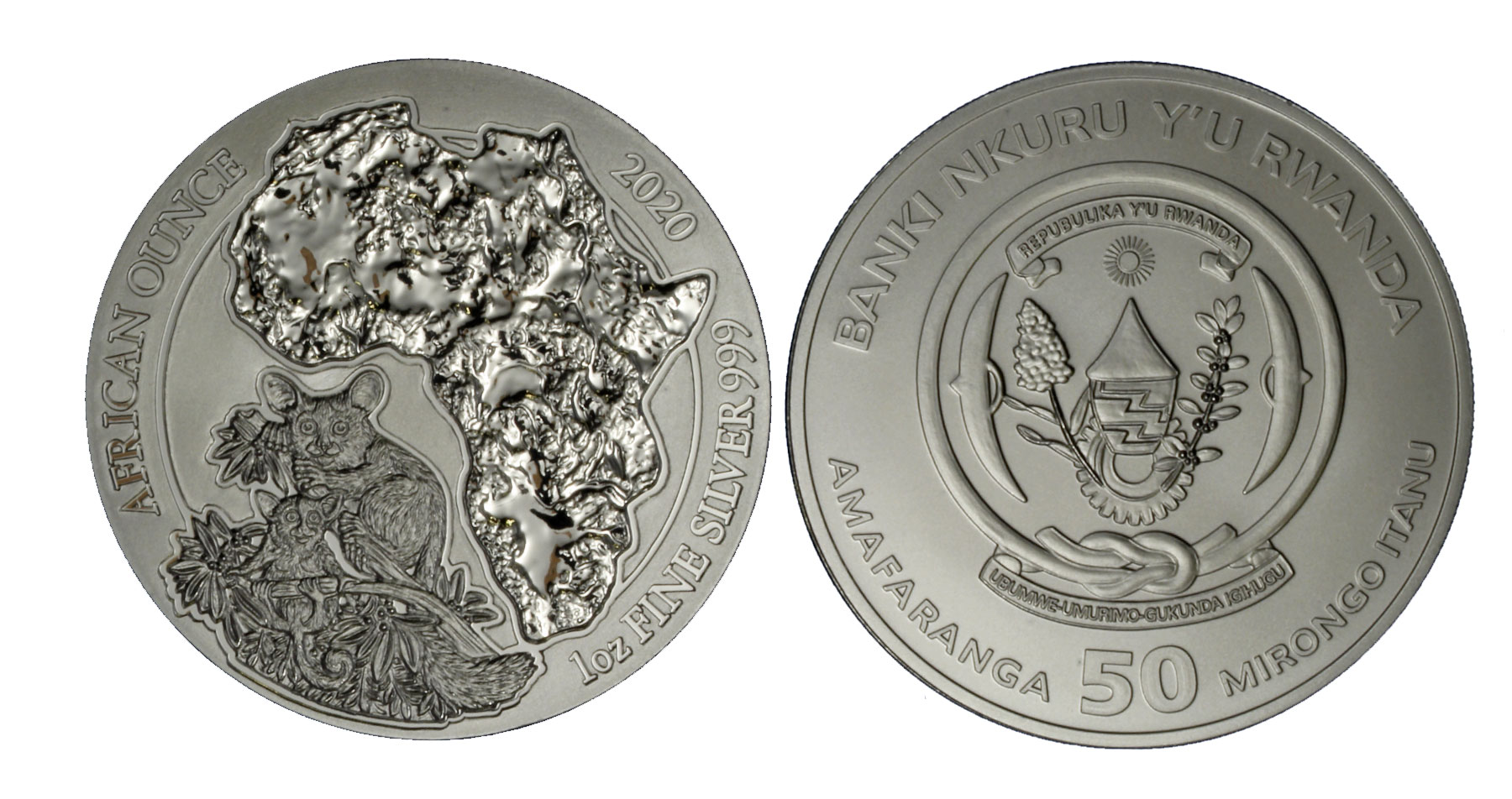 "Lemure topo" - moneta da 50 Franchi (1oz) gr. 31,10 in ag.999/000