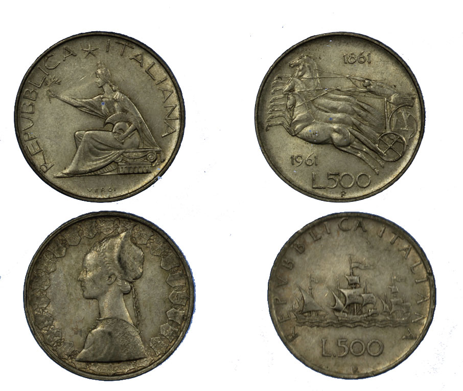 Monete da Lire 500 gr.11,00 in ag.835/000 - Lotto di 50 pezzi