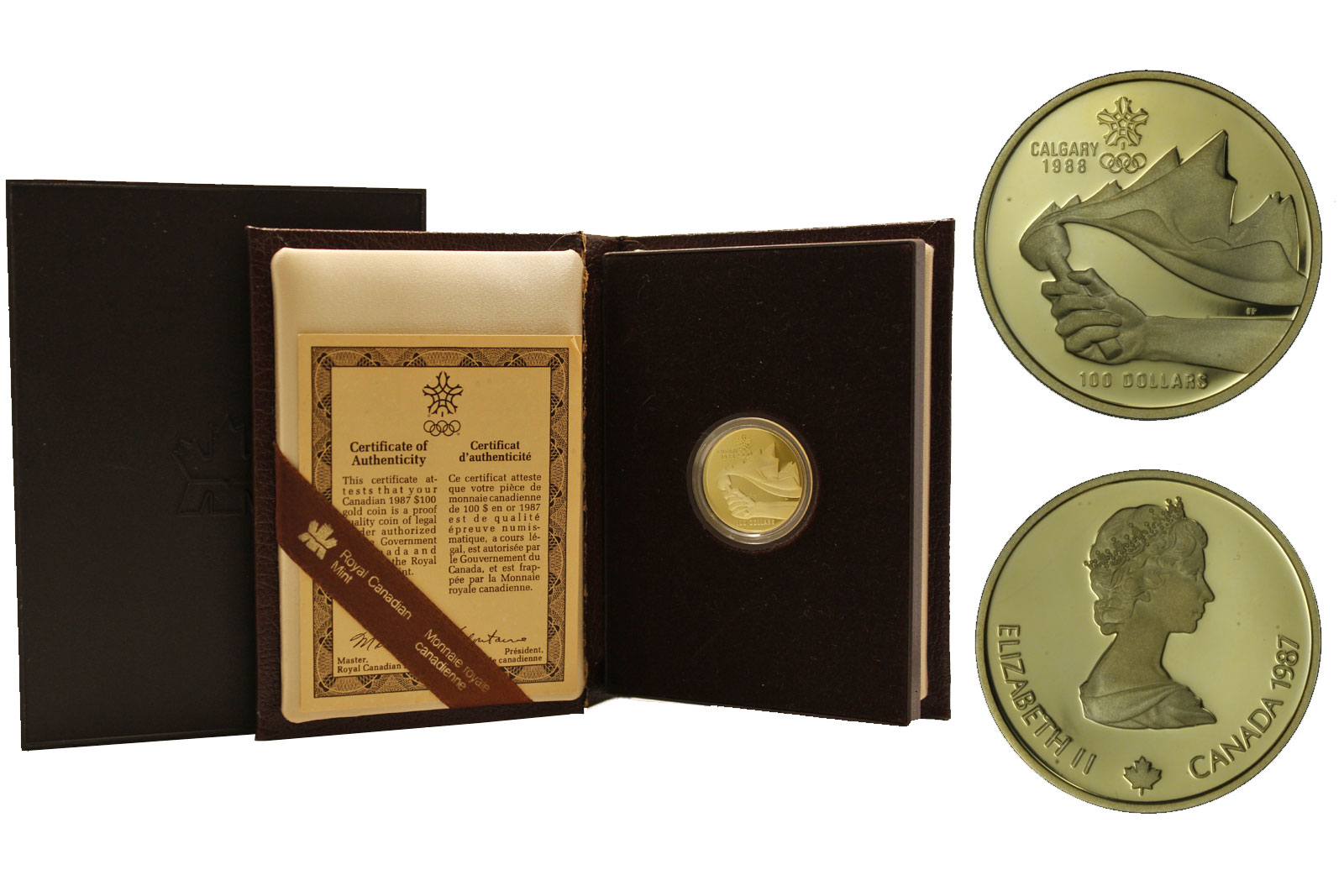 "Olimpiadi di Calgary" - 100 dollari gr. 13,34 in oro 583/ - conf. originale