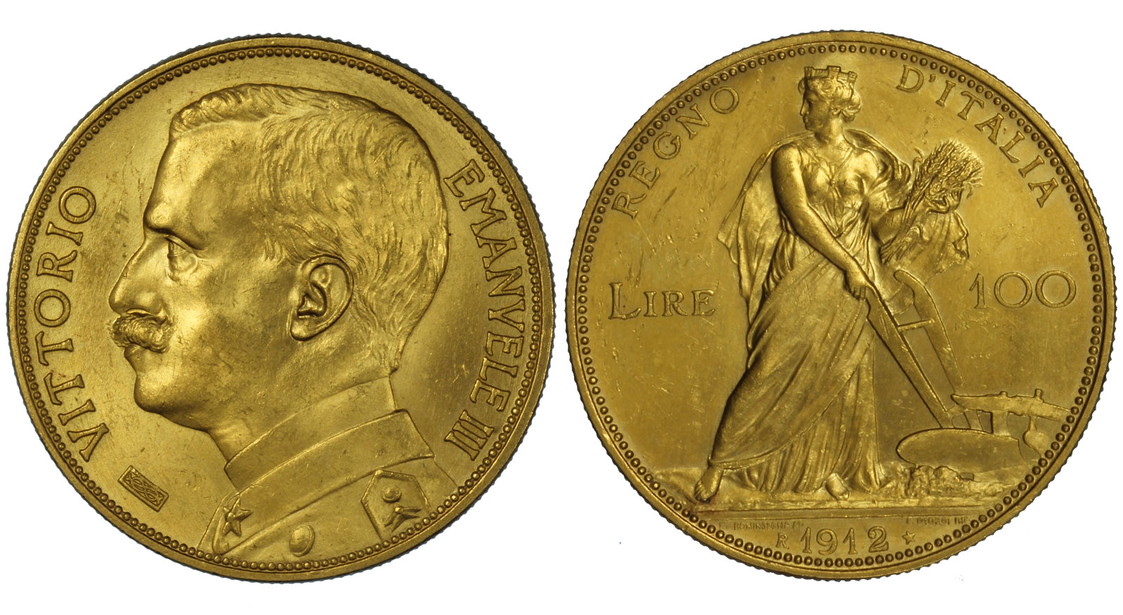 "Aratrice" - 100 Lire gr.32,25 in oro 900/°°°