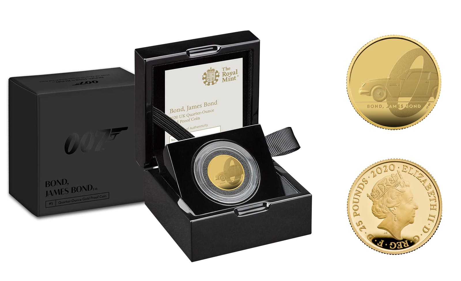 "James Bond 1a emissione" - 25 pounds gr. 7,80 in oro 999/000 - Tiratura 1007 pezzi