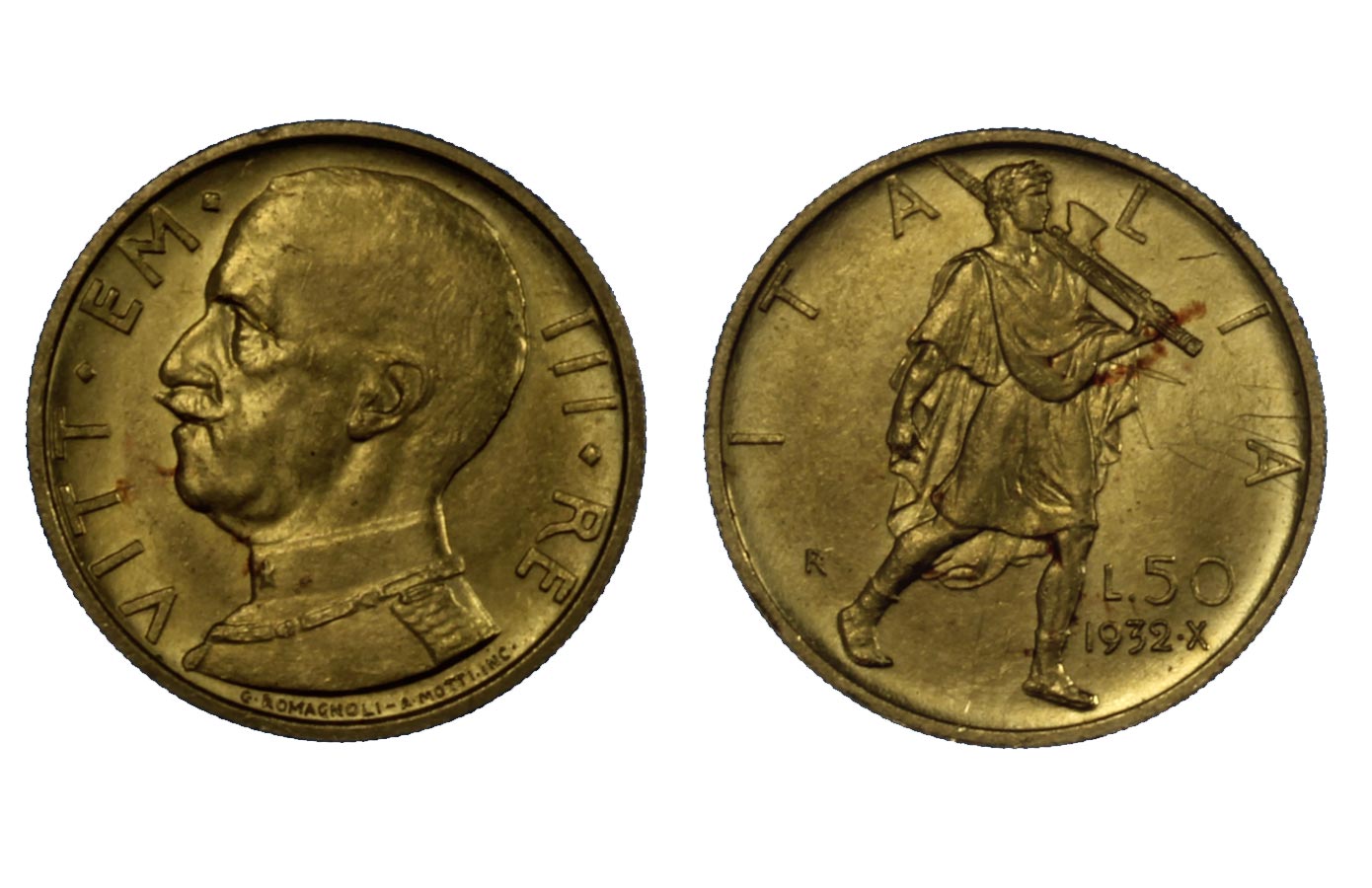 "Littore" - 50 lire zecca di Roma gr.4,40 in oro 900/