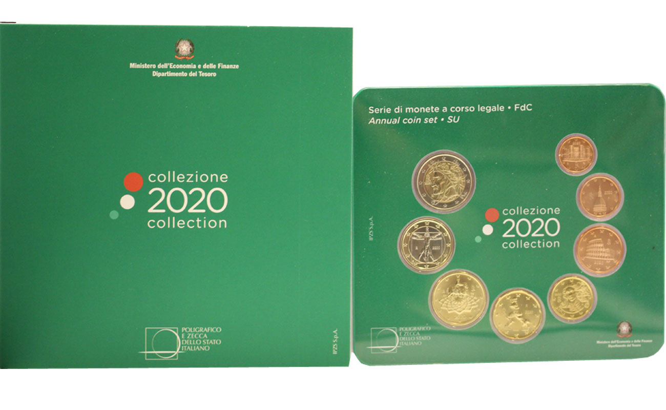 Serie completa di 8 monete in confezione ufficiale