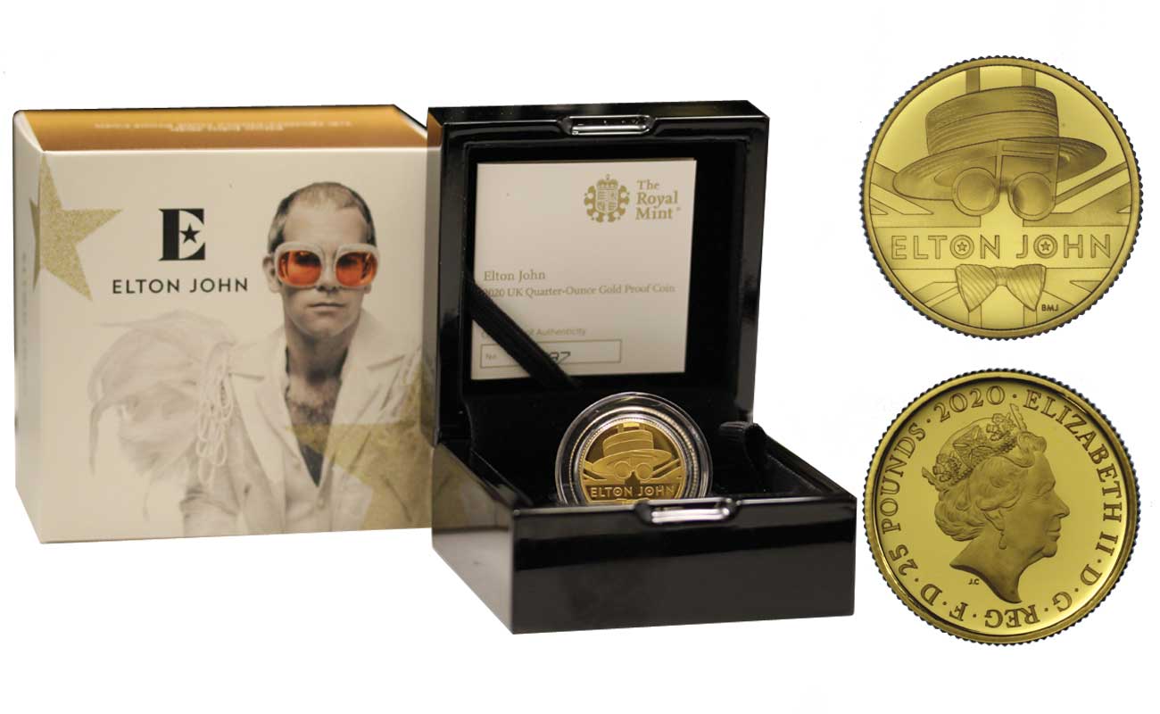 "Elton John" - 25 pounds gr. 7,80 in oro 999/000 - Tiratura 1000 pezzi