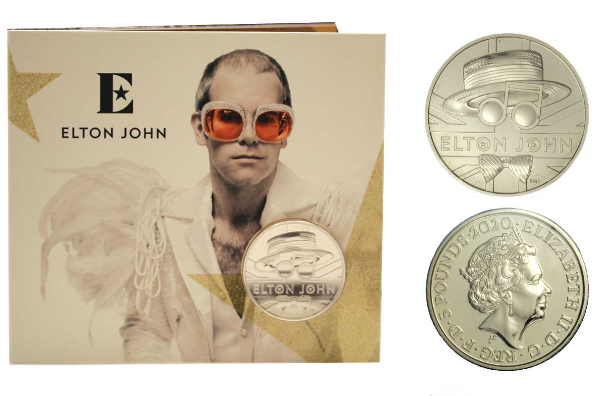 "Elton John" - Moneta da 5 pounds in nickel 