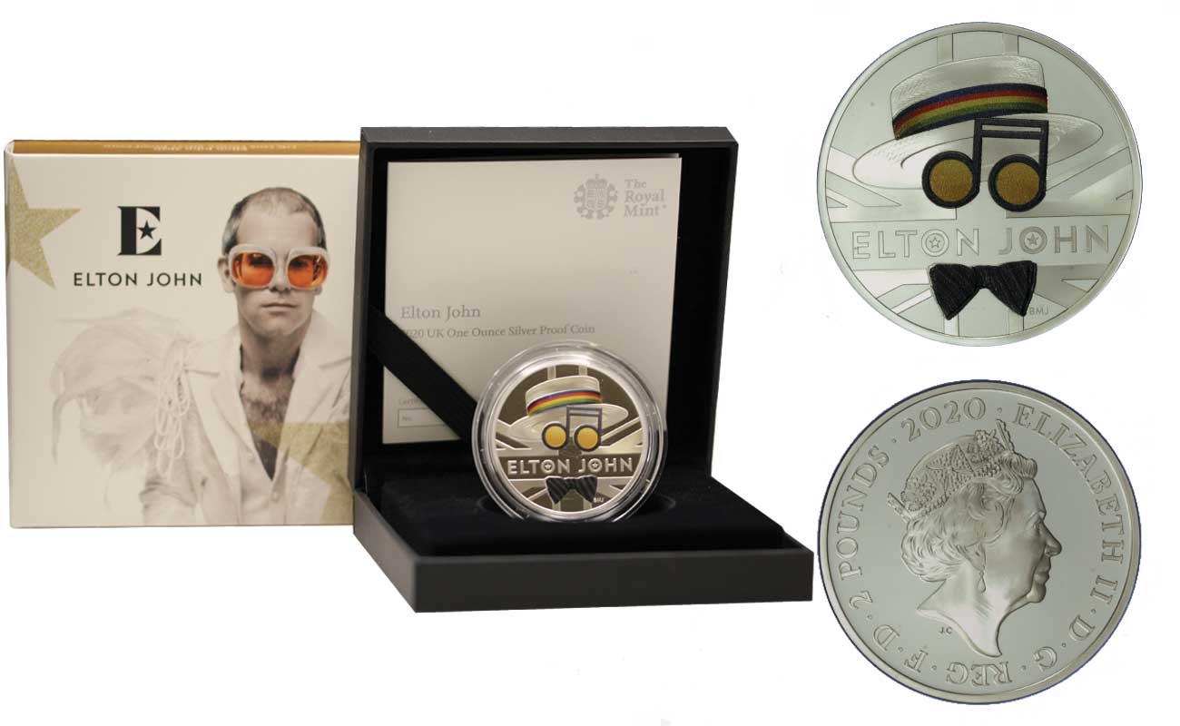 "Elton John" - 2 pounds gr. 31,21 in ag. 999/000 con dettagli colorati