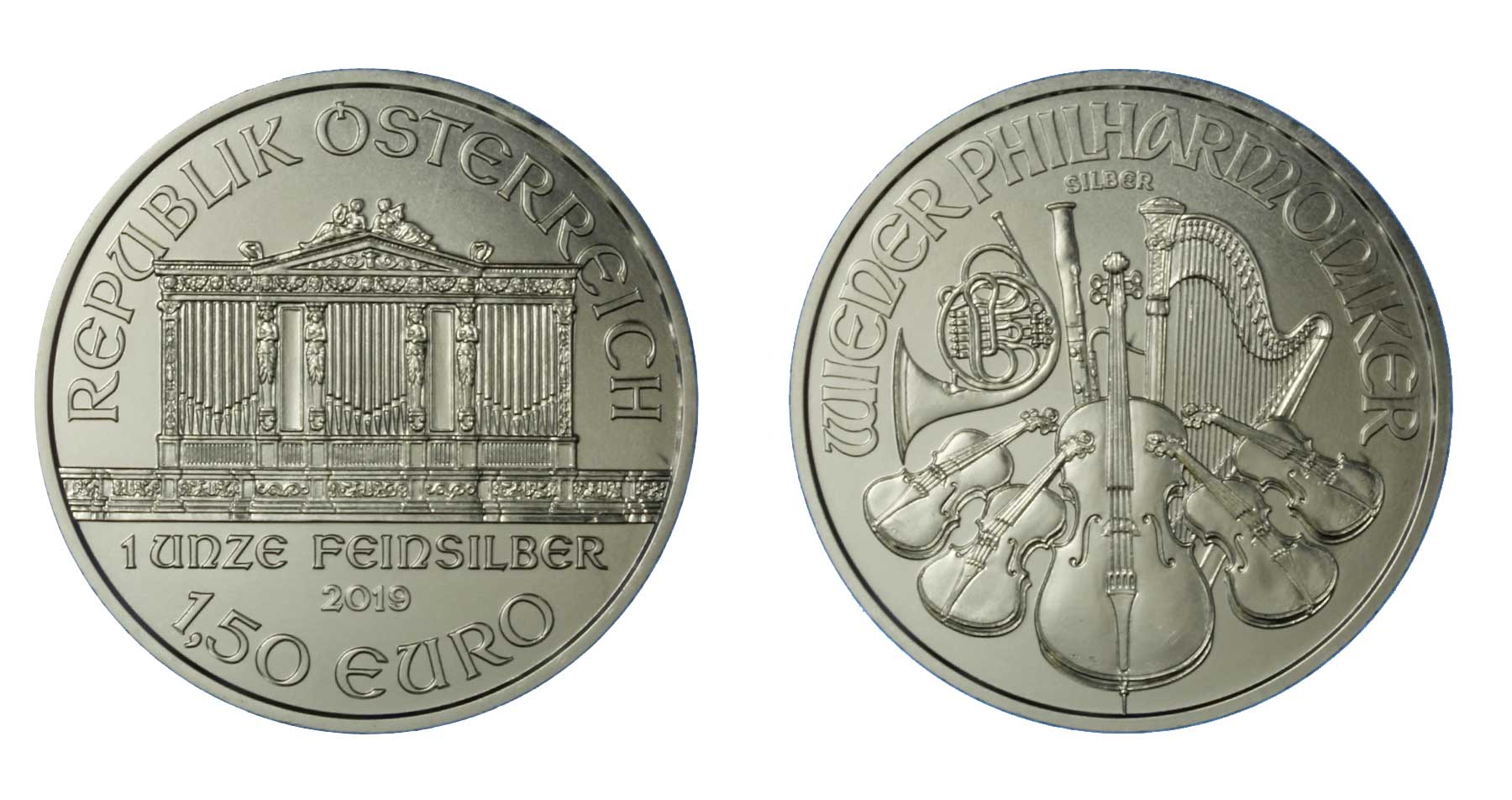 "Filarmonica" - 1,50 euro gr. 31,103 (1 oz) in ag. 999/