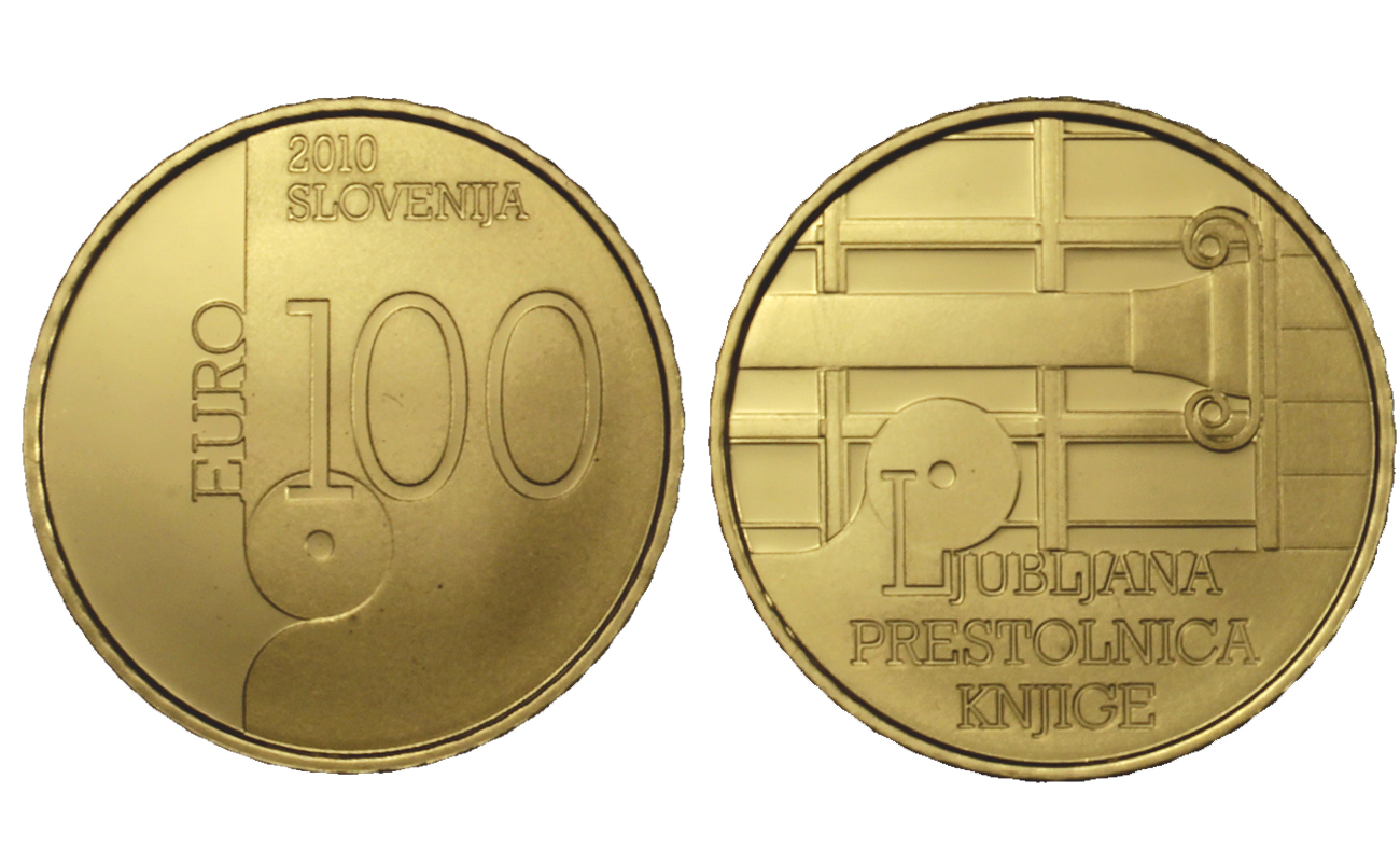 100 euro "UNESCO - Lubiana Capitale del Libro" gr. 7,00 in oro 900/000