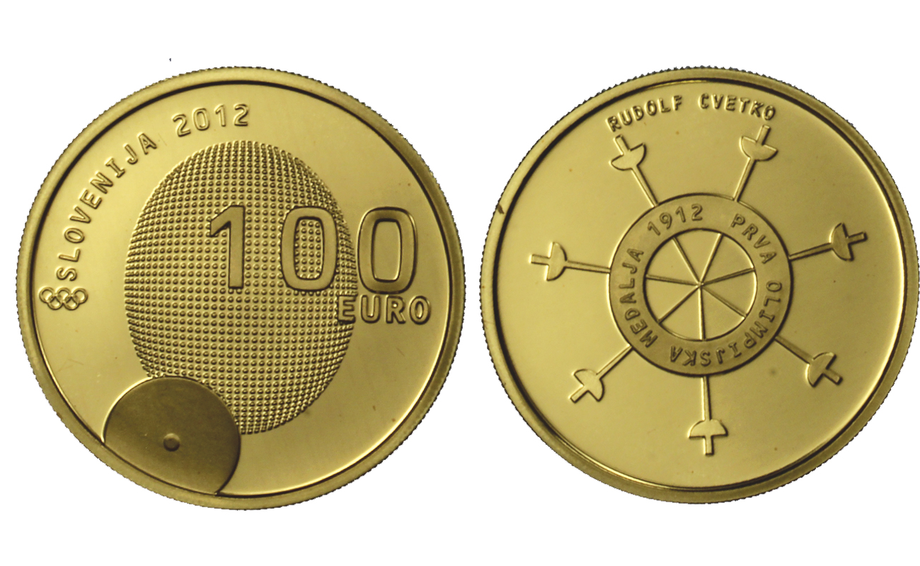 100 euro "Rudolf Cvetko" gr. 7,00 in oro 900/000