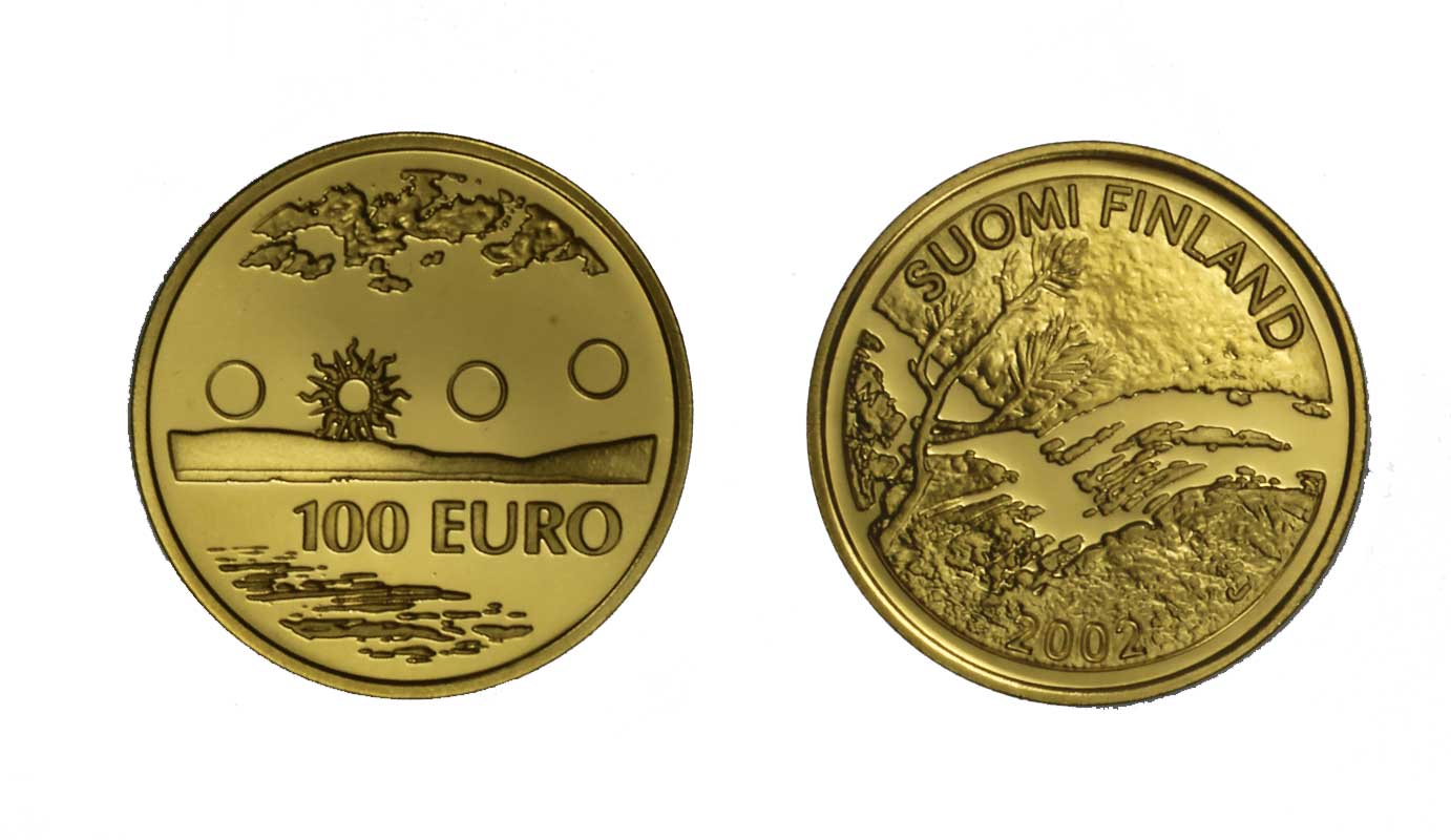 "Sole di Mezzanotte" - 100 euro gr. 8,64 in oro 900/000
