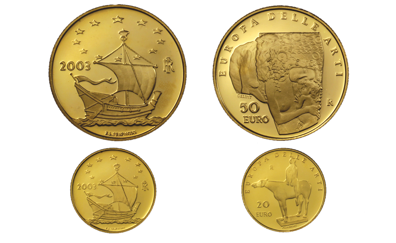  "Europa delle Arti: Italia e Austria" - Euro 20,00 e 50,00 gr. 22,57 in oro 900/000 senza conf.