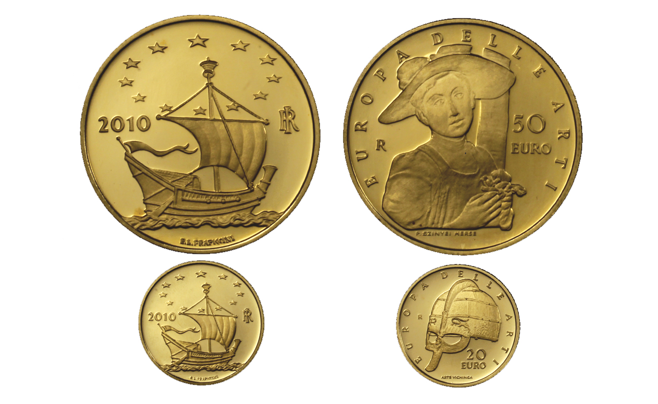 "Europa delle Arti: Svezia e Ungheria"- Euro 20,00 e 50,00 gr. 22,57 in oro 900/000 senza conf.