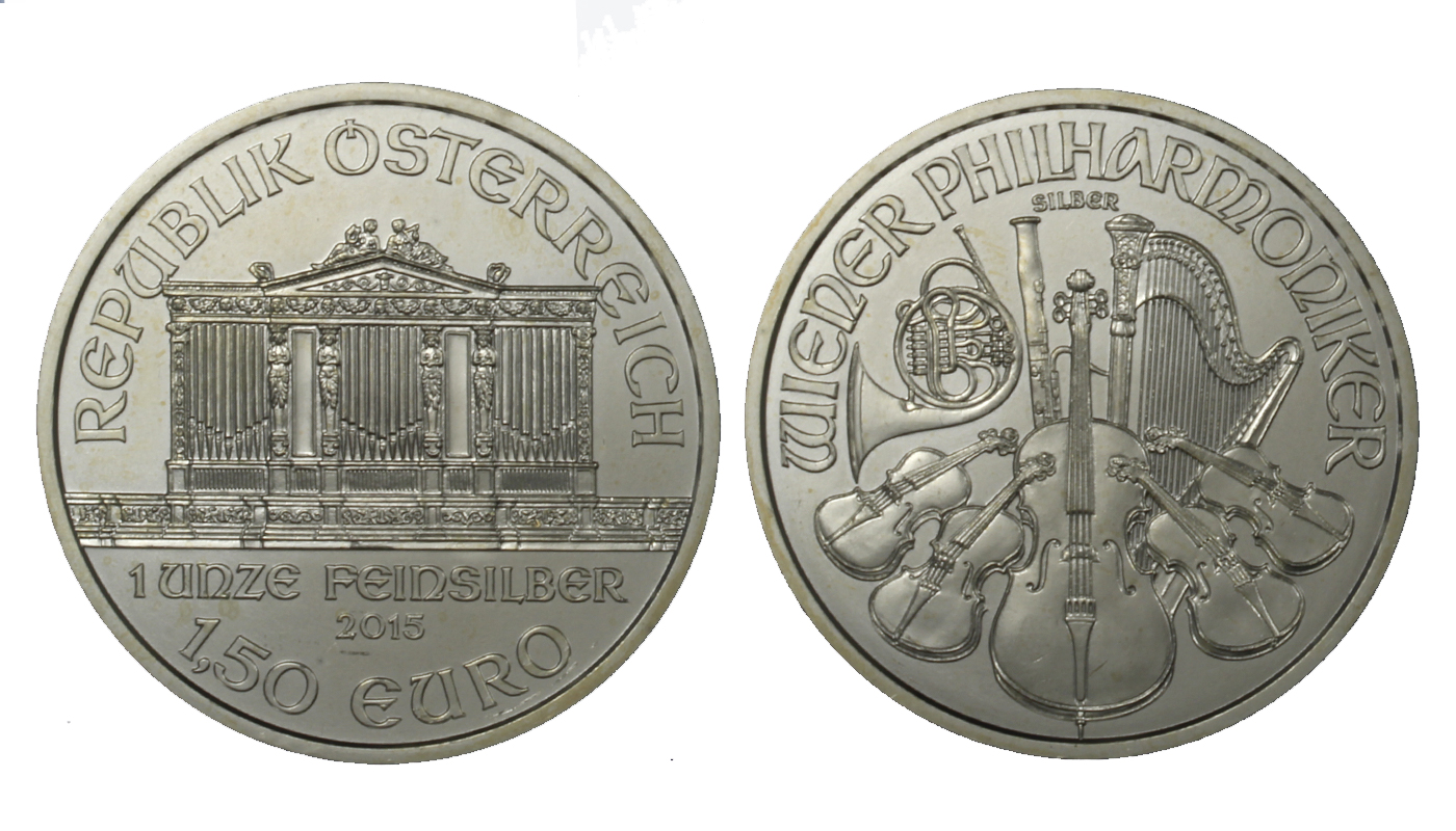 "Filarmonica" - moneta da 1,50 euro gr. 31,103 (1 oncia) in ag.999/000 