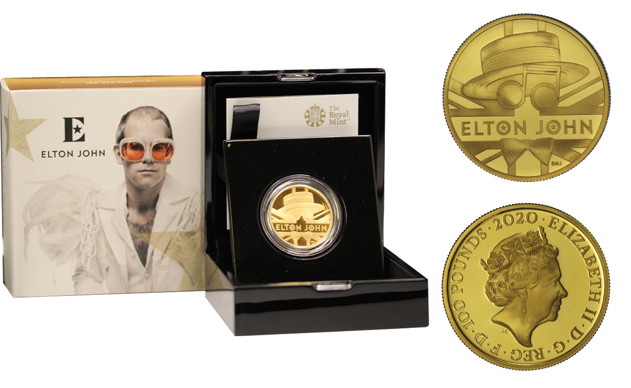 "Elton John" - 100 pounds gr. 31,21 in oro 999/000 - Tiratura 300 pezzi 