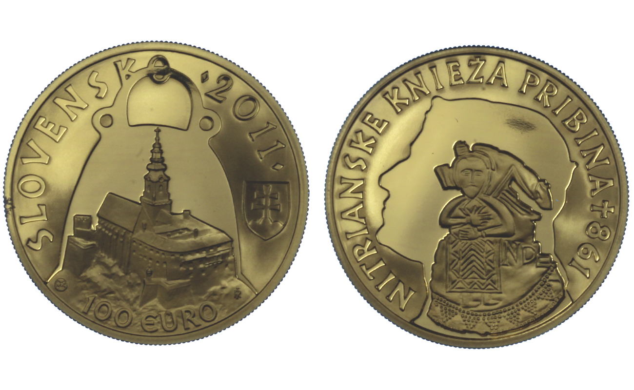 "1150 Nascita Principe Pribina" - 100 euro gr. 9,50 in oro 900/000