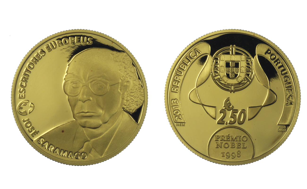 "Jose Saramago" - 2,50 Euro gr. 15,55 in oro 999/000