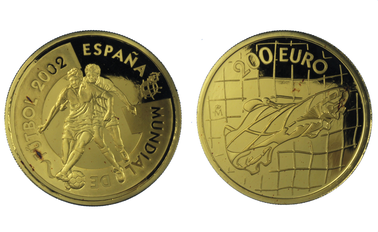 "Mondiali di Calcio" - 200 Euro gr. 13,50 in oro 999/000