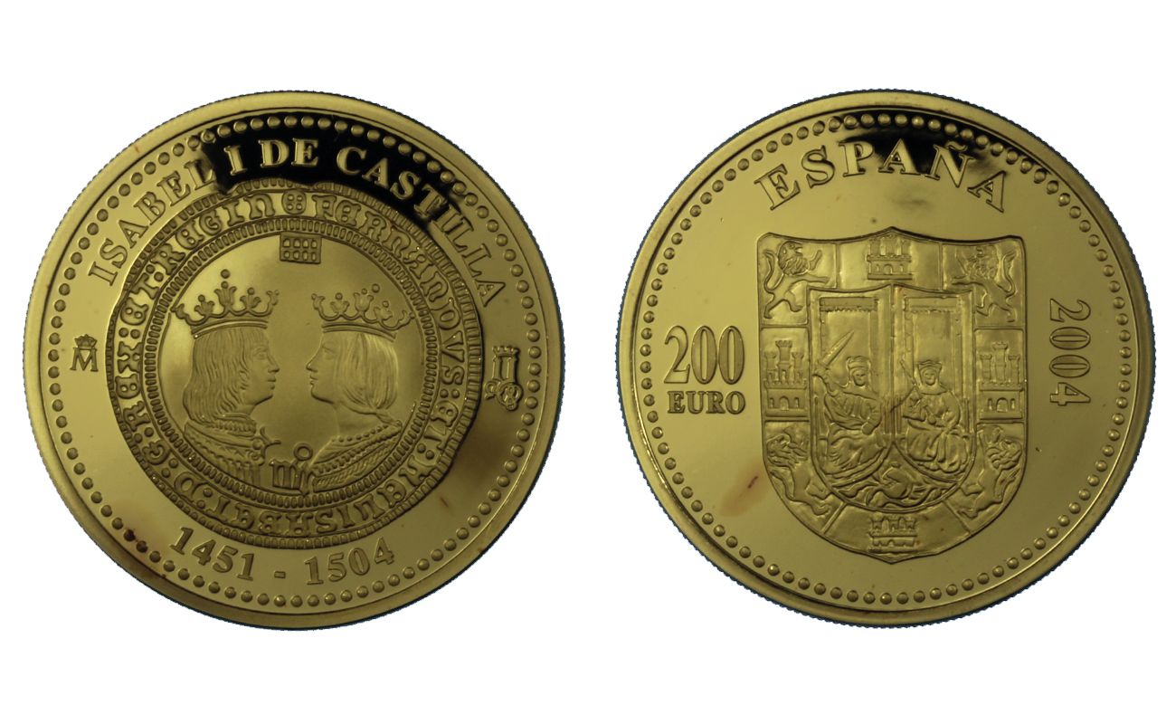 "500 Morte Isabella di Castiglia" - 200 Euro gr. 13,50 in oro 999/000