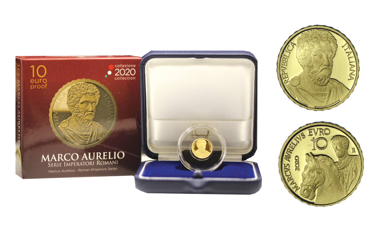 "Imperatori Romani: Marco Aurelio" - 10 Euro gr. 3,00 in oro 900/000 - Tiratura 1000 pz.