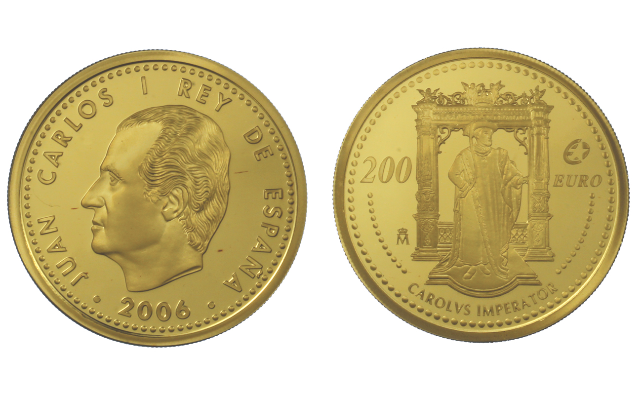 "Personalit Europee: Carlo V" - 200 Euro gr. 13,50 in oro 999/000