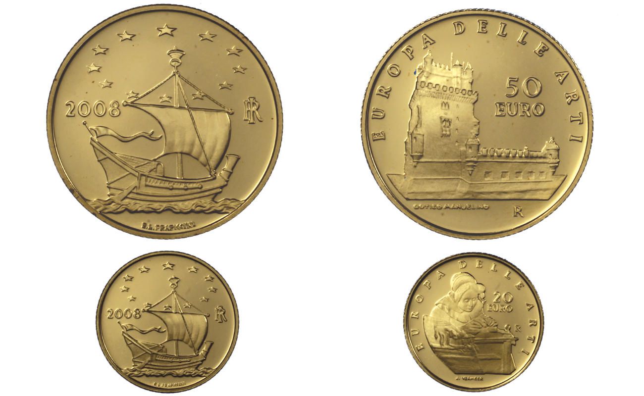 "Europa delle Arti: Olanda e Portogallo"- Euro 20,00 e 50,00 gr. 22,57 in oro 900/000 - senza conf.