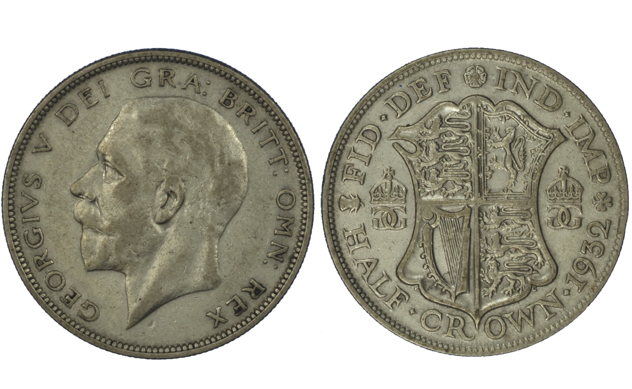 Re Giorgio V - Mezza corona gr. 14.14 in ag. 500/000