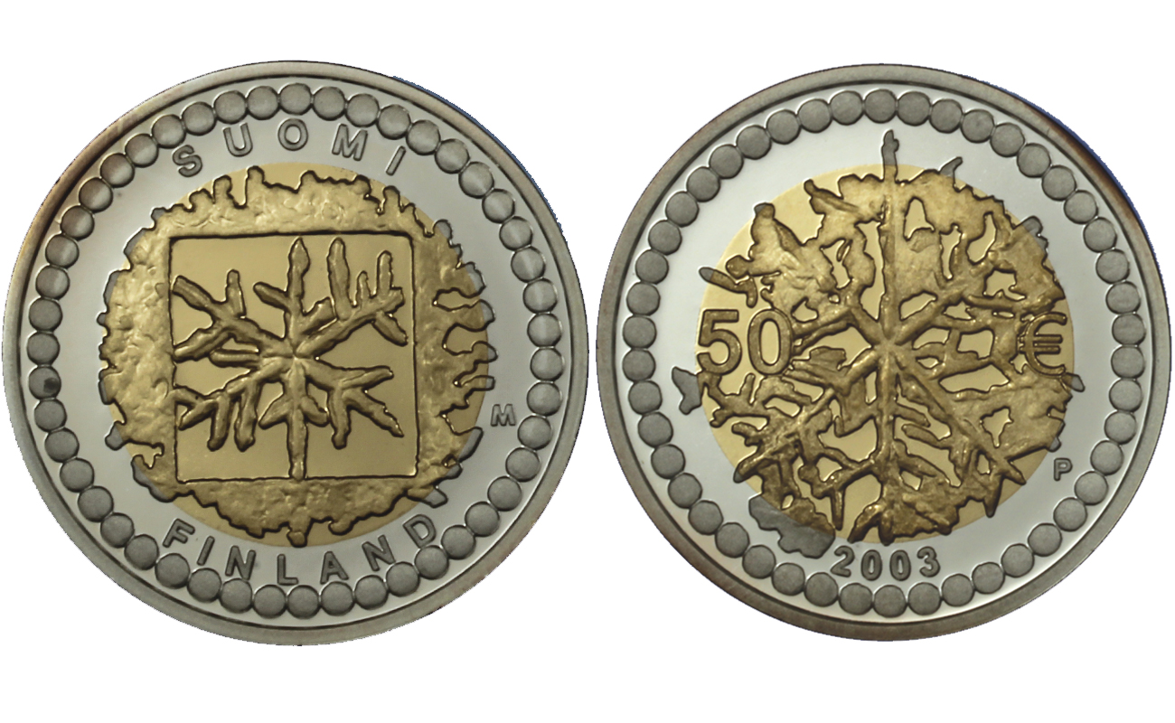 "Arte Numismatica Finlandese" - 50 euro gr. 6,90 in oro 750/000 e gr. 5,90 in ag. 925/000