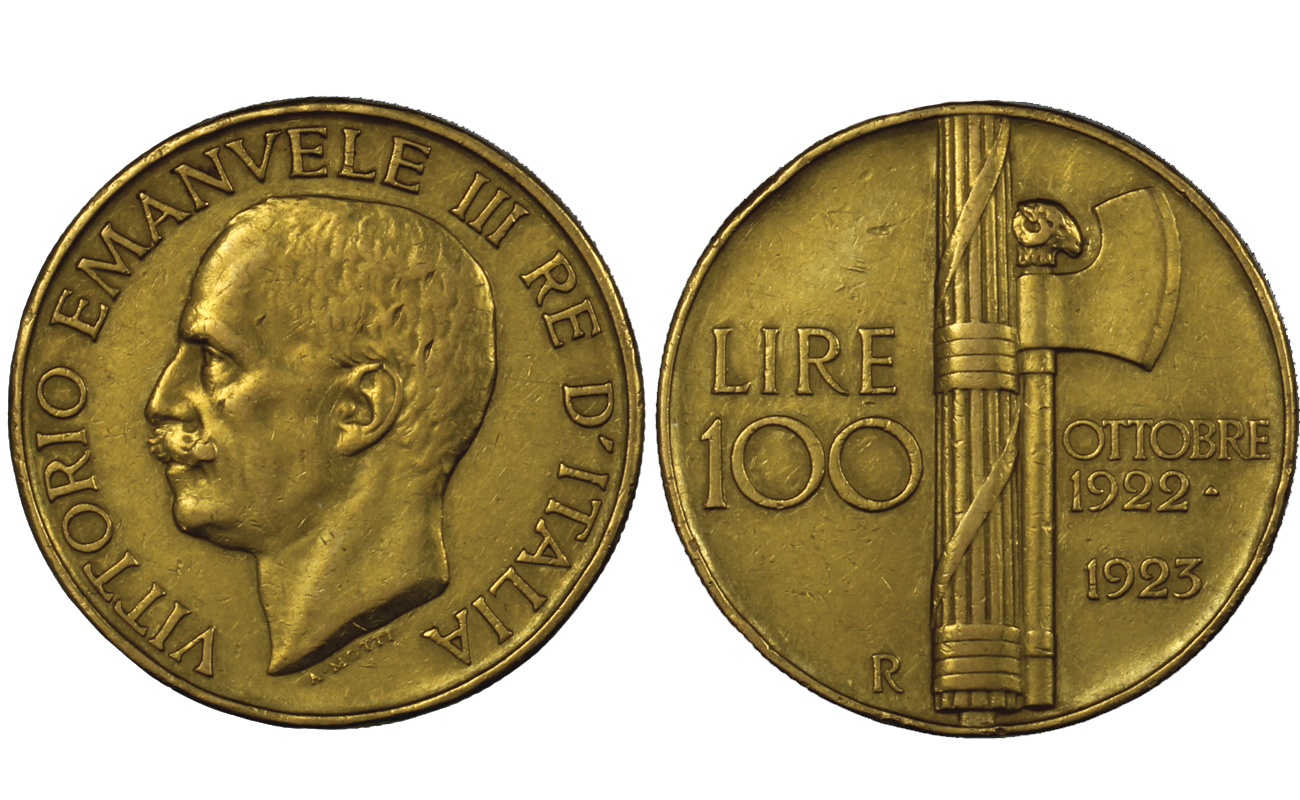 "Marcia su Roma" - 100 Lire gr.32,25 in oro 900/