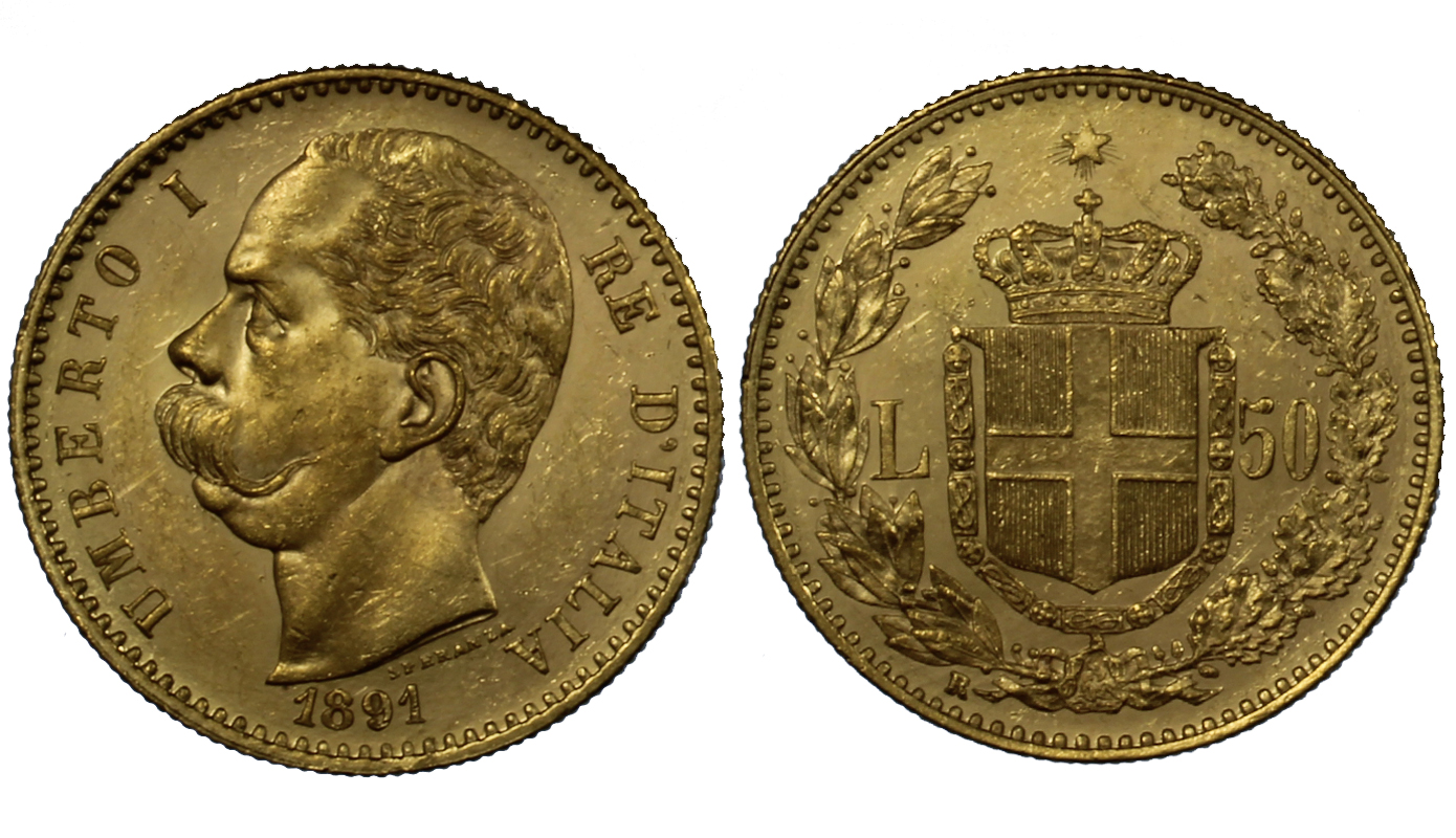 50 lire zecca di Roma gr.16,12 in oro 900/