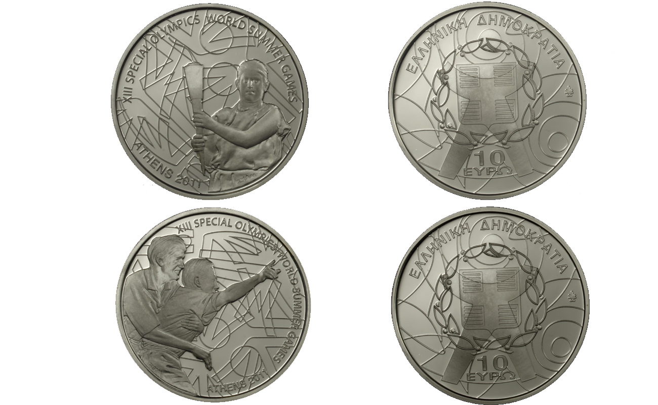 Special Olympics- 2 monete da 10 euro gr. complessivi 68,00 in ag. 925/000 con certificato senza confezione originale