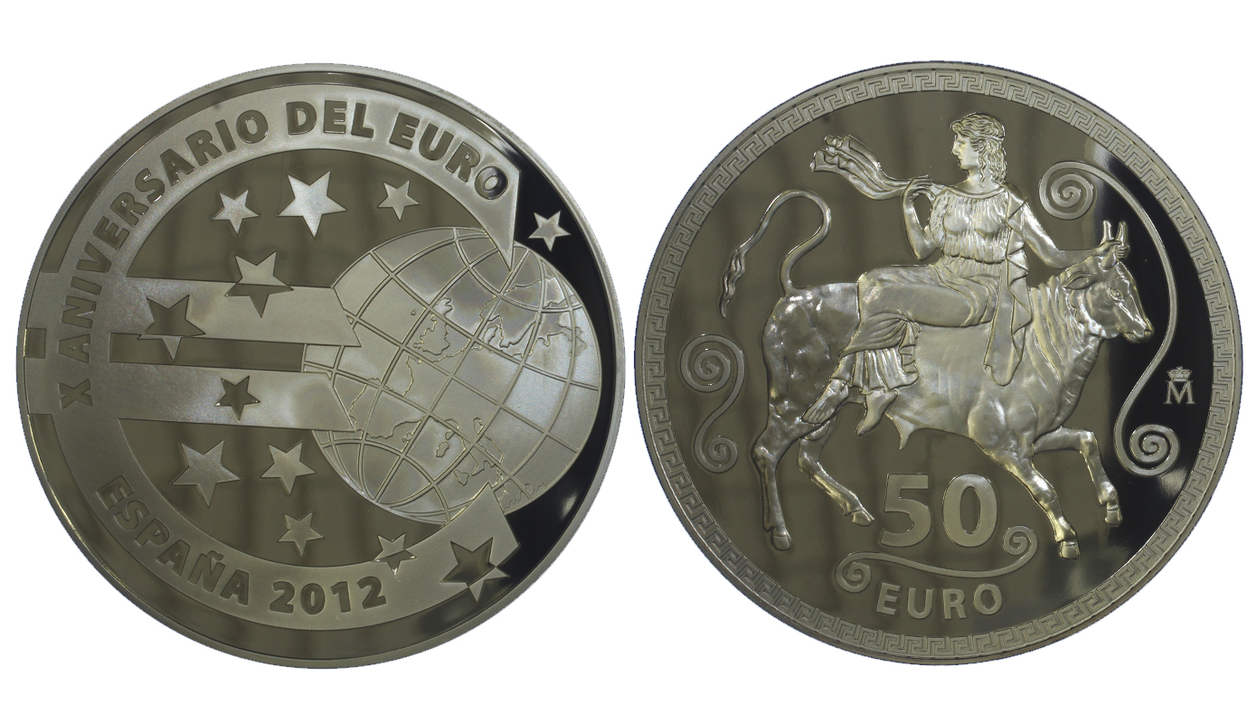 "10 Anniversario dell'euro" - 50 euro gr. 168,75 in ag. 925/000