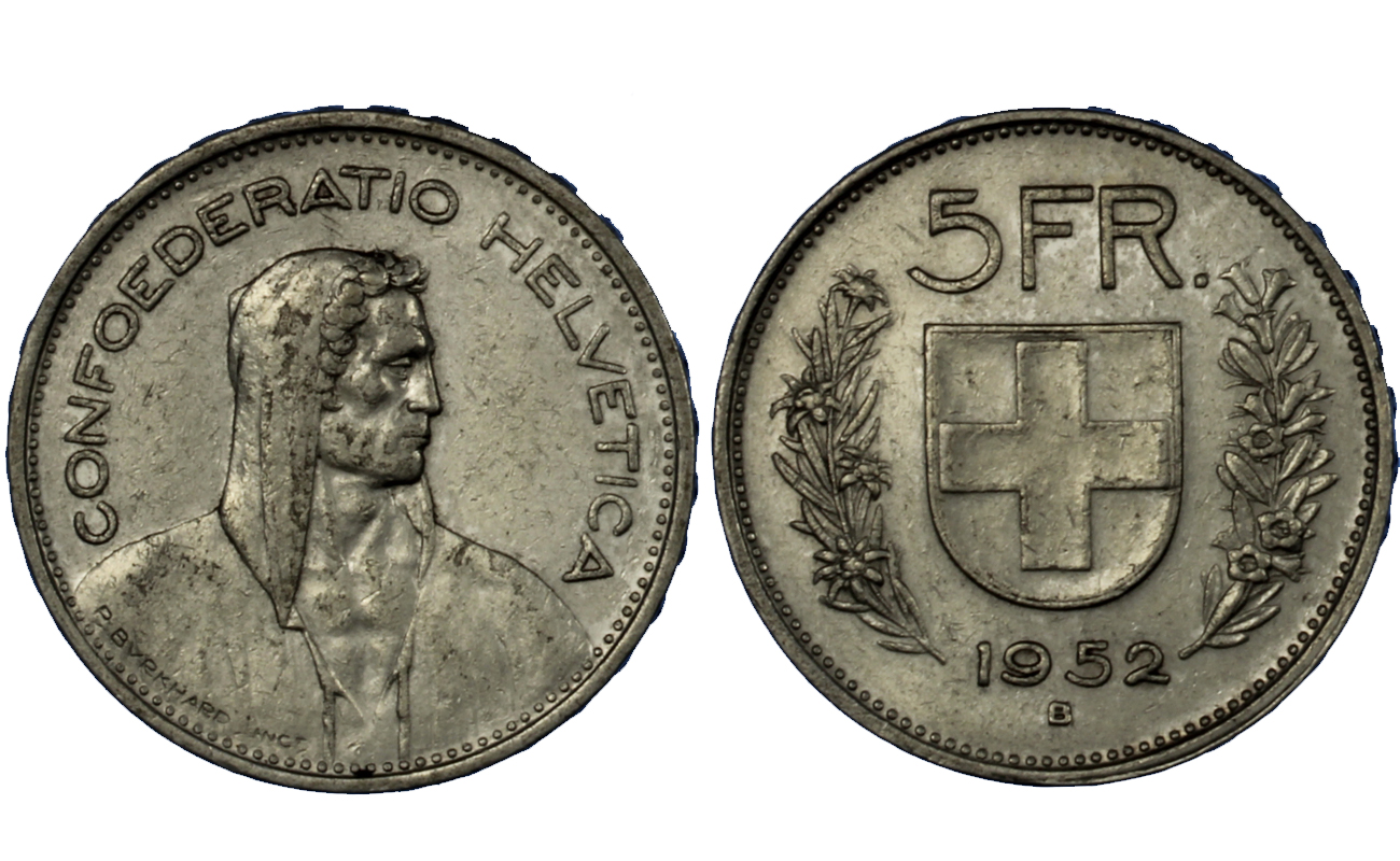 5 franchi gr. 15.00 in ag. 835/000