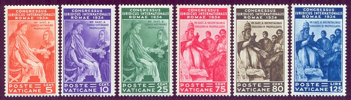 CONGRESSO GIURIDICO - Serie completa di 6 francobolli, nuovi e perfetti, con certificato di garanzia.