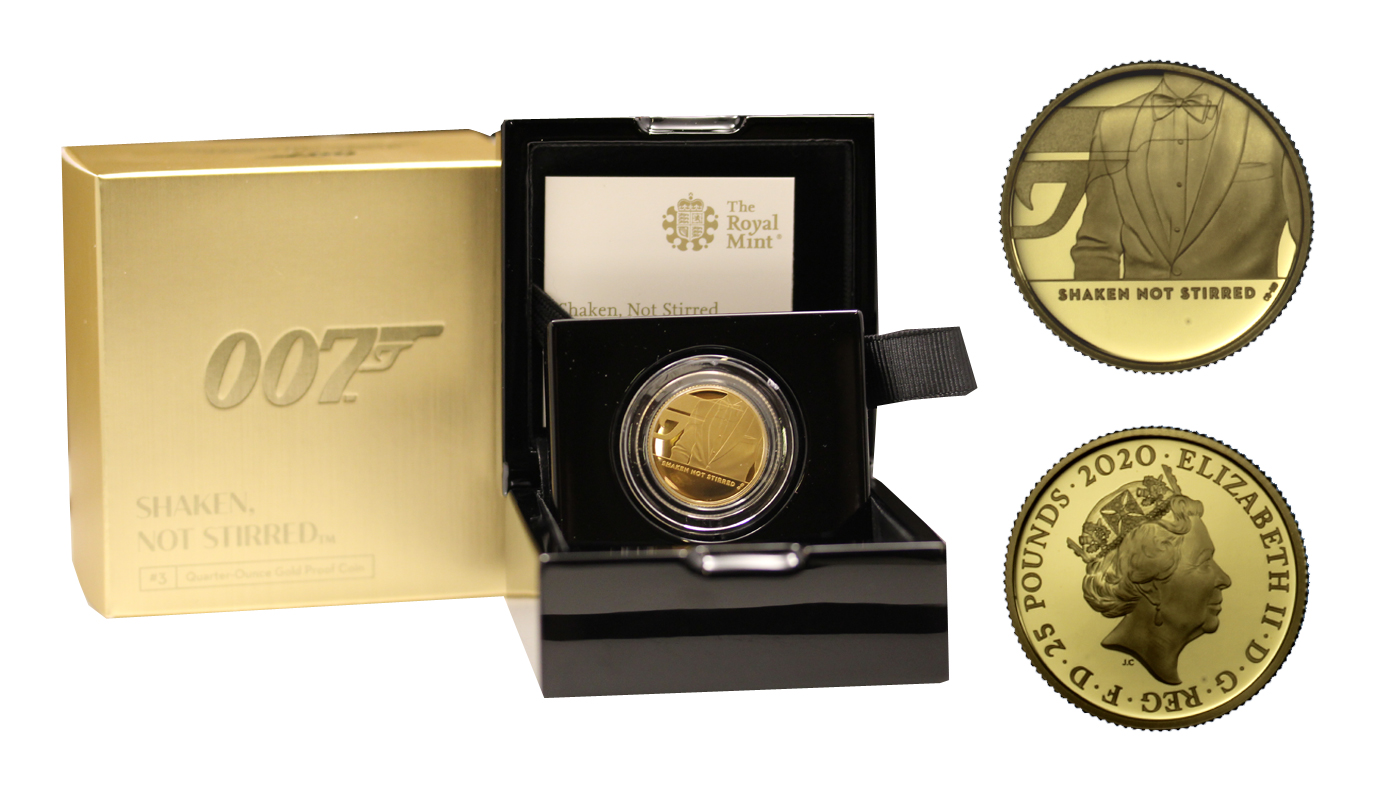 "James Bond - 3a emissione" - 25 pounds gr. 7,80 in oro 999/000 - Tiratura 1007 pezzi 