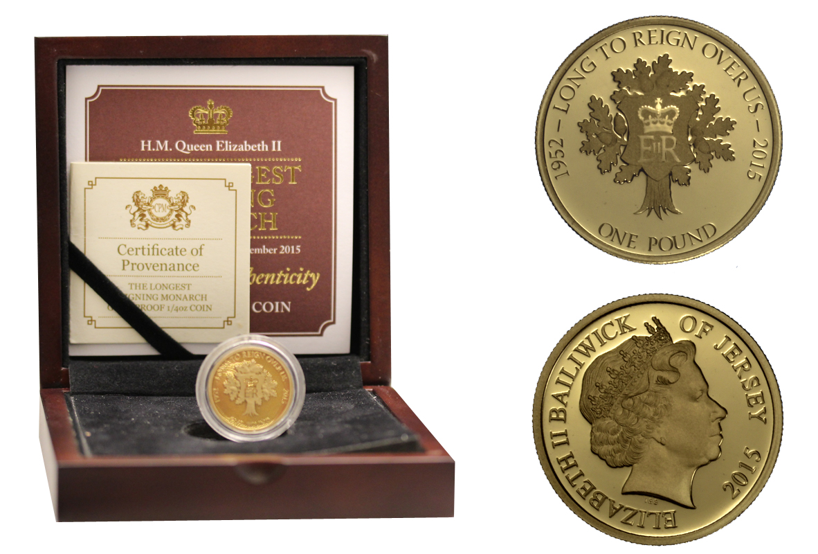 Regina Elisabetta: la longevità - Pound gr. 7,98 gr. in oro 917/000 - conf. originale - Tiratura 495 pezzi