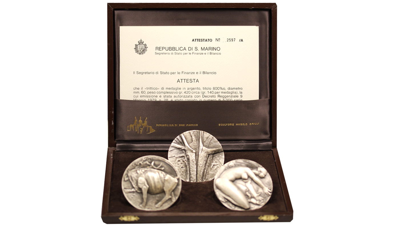 "FAO" - Serie di 3 medaglie in arg. 800/ di gr. 420,00 - in conf. originale