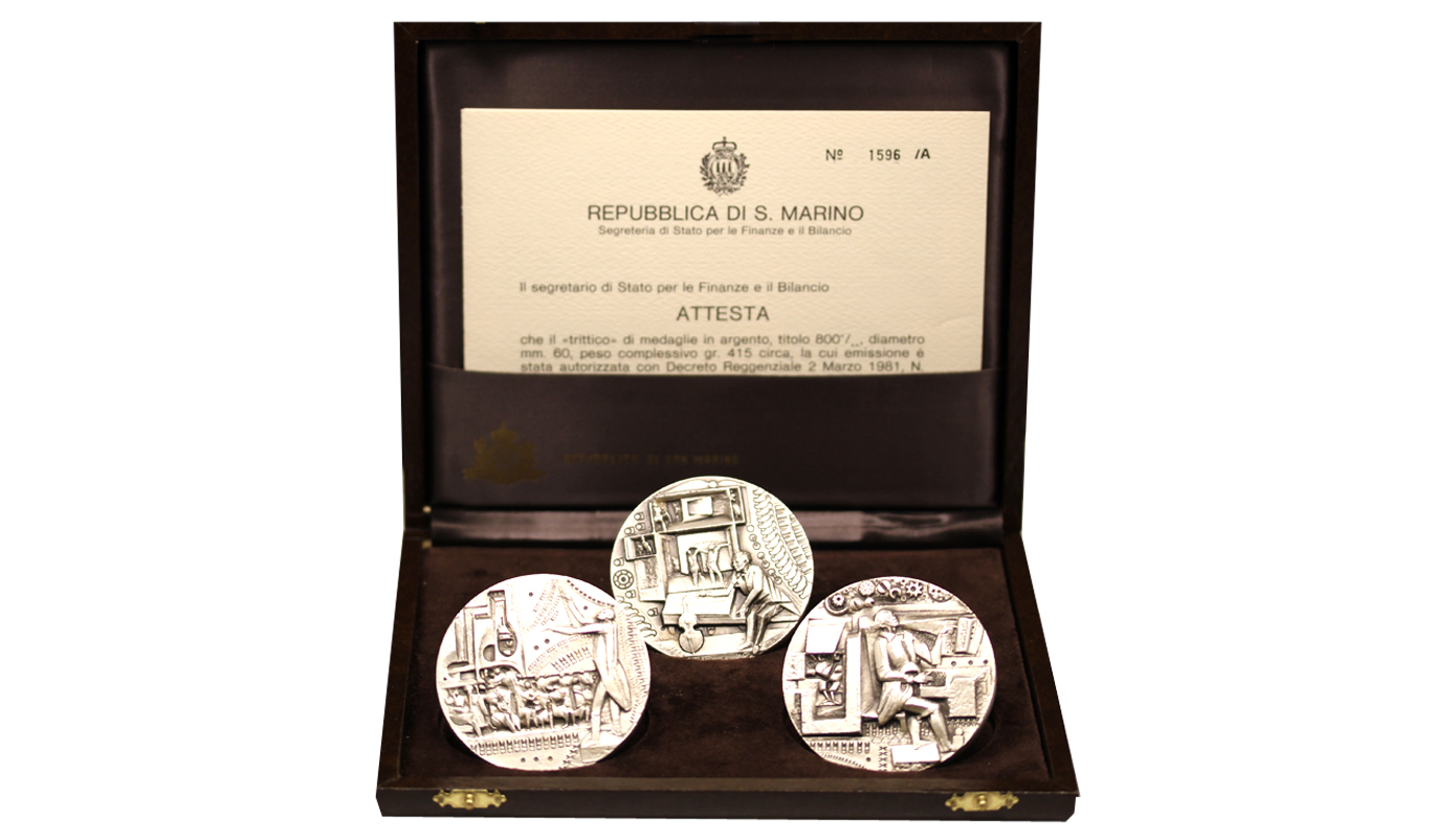 Musicisti - Serie di 3 medaglie in argento 800/000 di gr. 415,00 in confezione originale