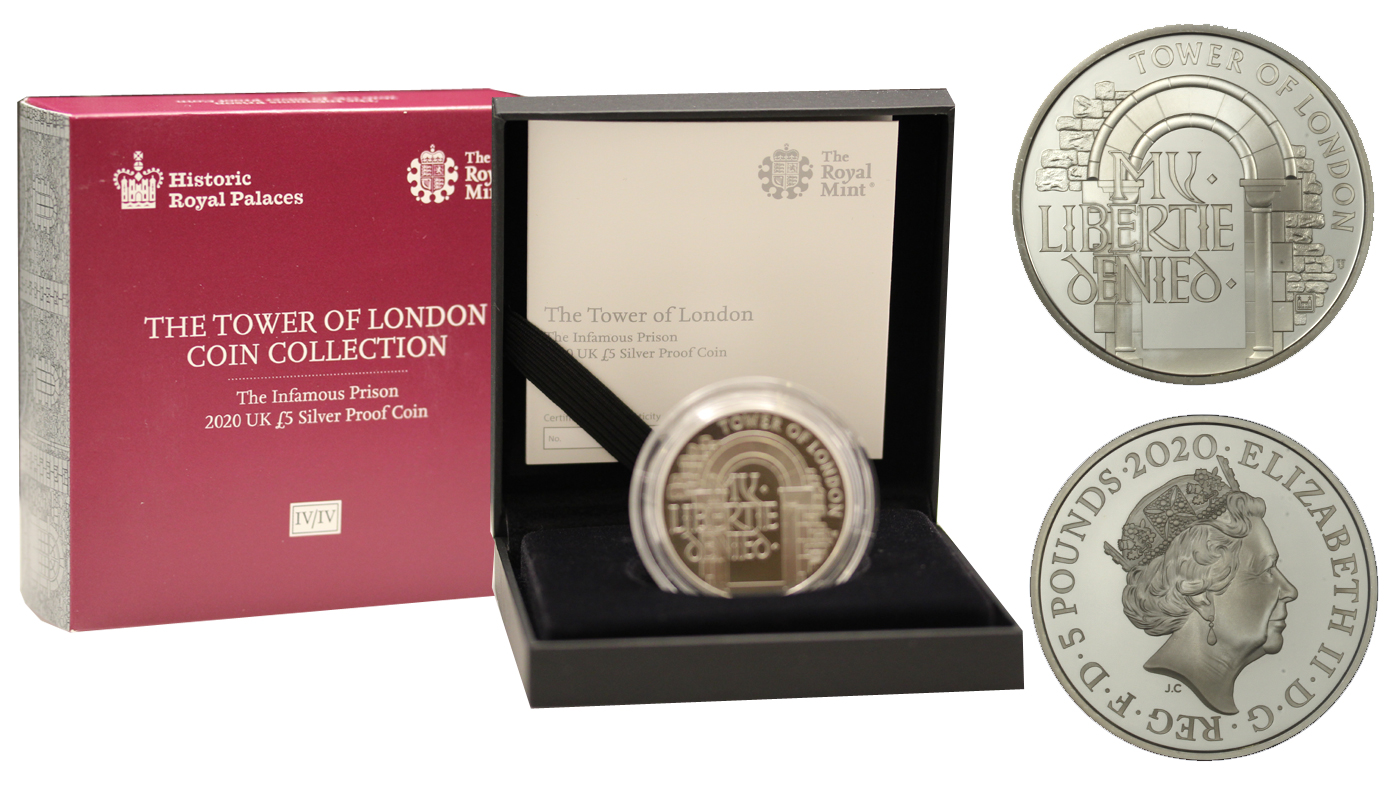 "The Tower of London IV - Prigione" - 5 sterline gr. 28,28 in ag. 925/000 - Tiratura 1500 pezzi